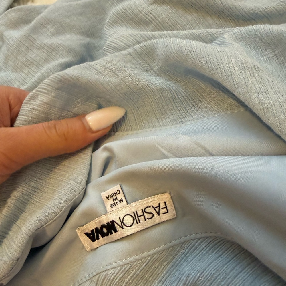 Fashion nova One-Shoulder Light Blue Mini Dress - Picture 6 of 7
